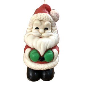 Santa Claus Figural Candle Christmas Holiday Decor Wax Single Wick 7" Vintage